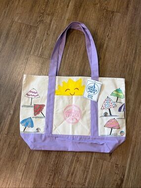 TRADER JOE’s Large Lavender-Trim Canvas Tote Bag 20”x14” Art by:@sails66